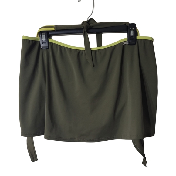 Victoria's Secret Olive Green Bikini Top with Yellow Trim And Skort Bottom - Picture 2 of 11